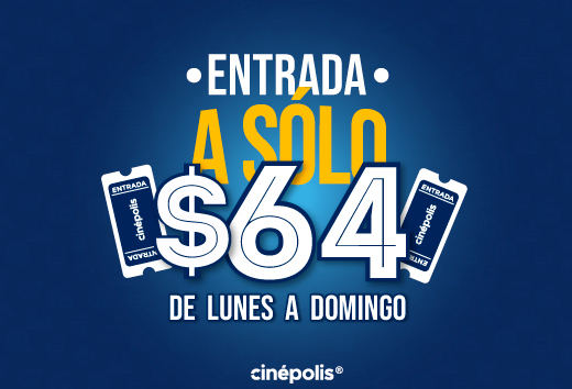 Lunes a domingo a $64.